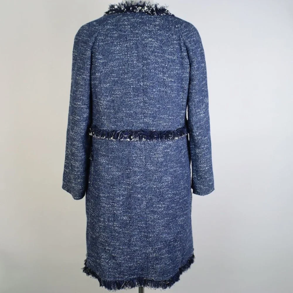 NWT Theory Womens Medium Zarafilla Tweed Coat with Fringe Hem - Picture 3 of 8